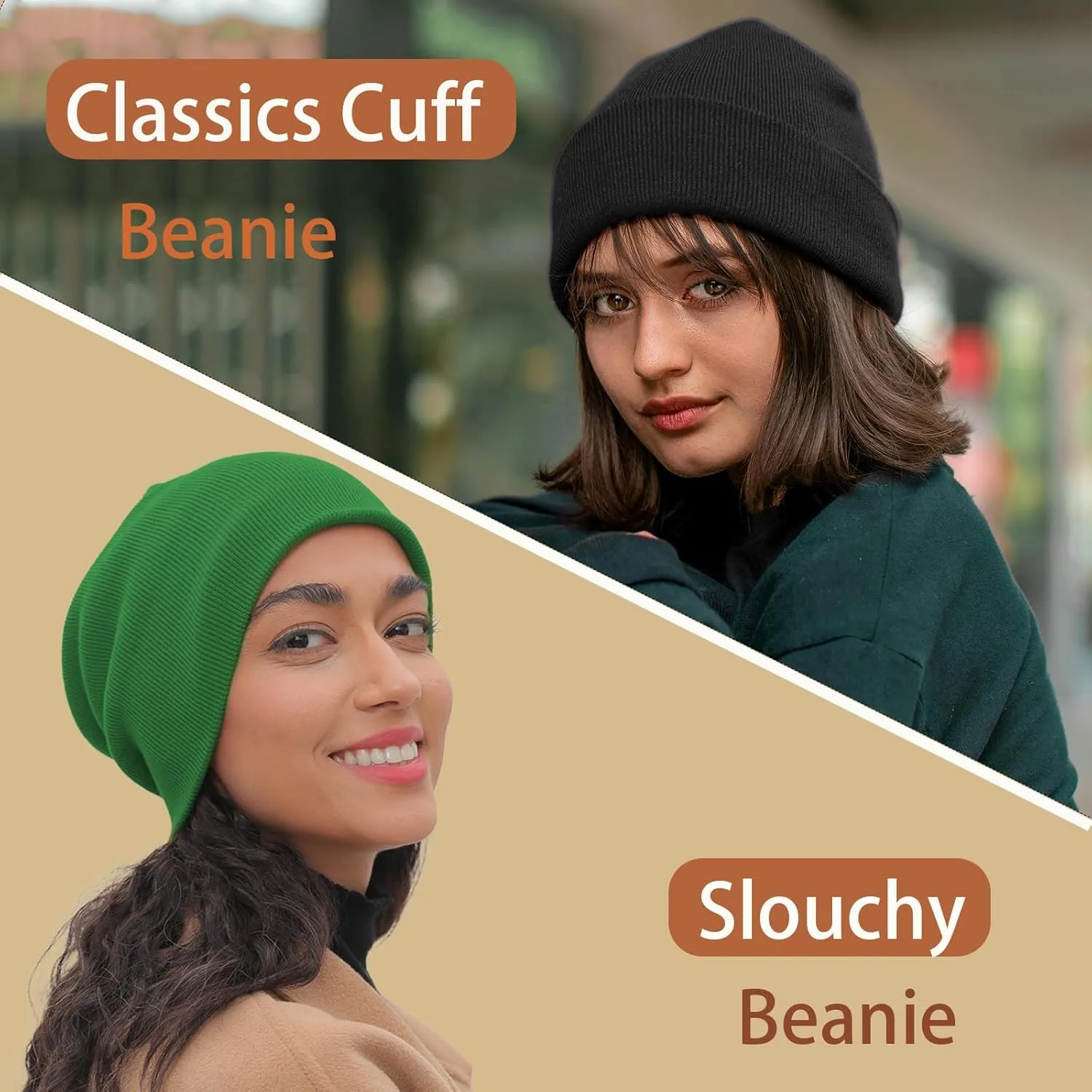 100% Cotton Beanie Hats for Women Men Winter Soft Warm Knit Cuffed Hats Fisherman Beanie Skull Cap Unisex