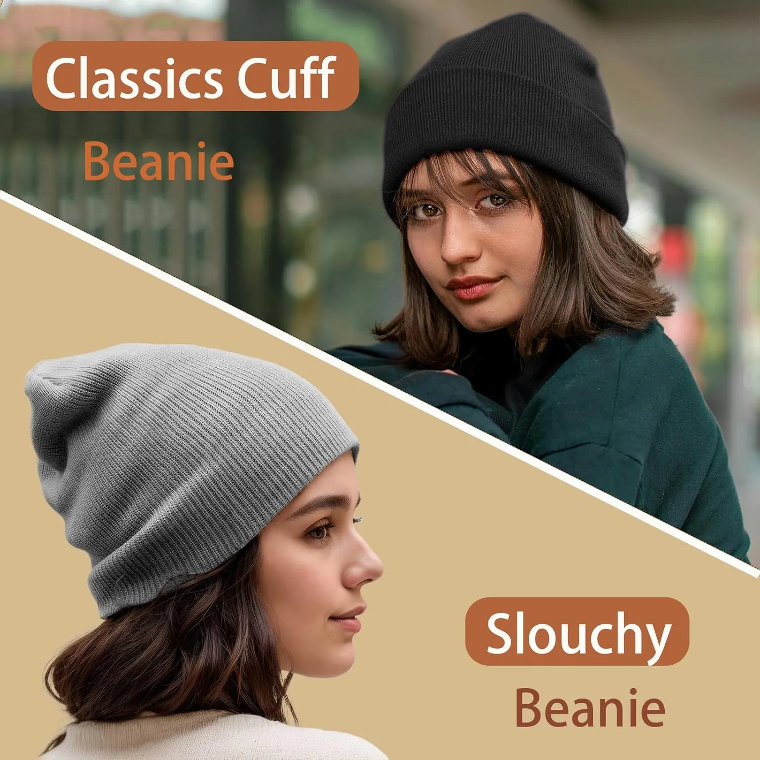 100% Cotton Beanie Hats for Women Men Winter Soft Warm Knit Cuffed Hats Fisherman Beanie Skull Cap Unisex