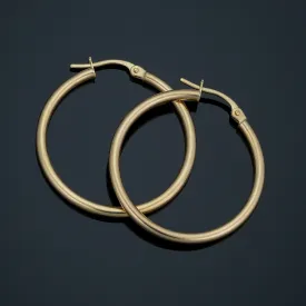 10k Yellow Gold Polished Hoop Earrings (2x25 mm)