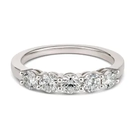 18CT White Gold Band with 5 Sparkling Diamonds