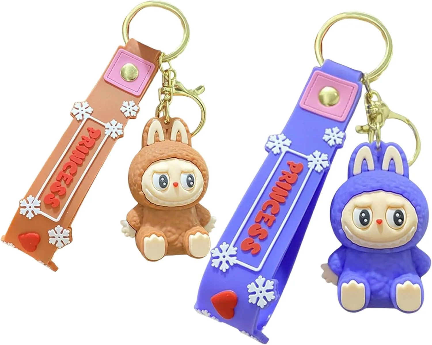 2Pcs Cute La bubu Keychains  Cool Pendant Accessories, Kawaii Key Ring for Purse, Backpack, Car Charms for Women & Kids
