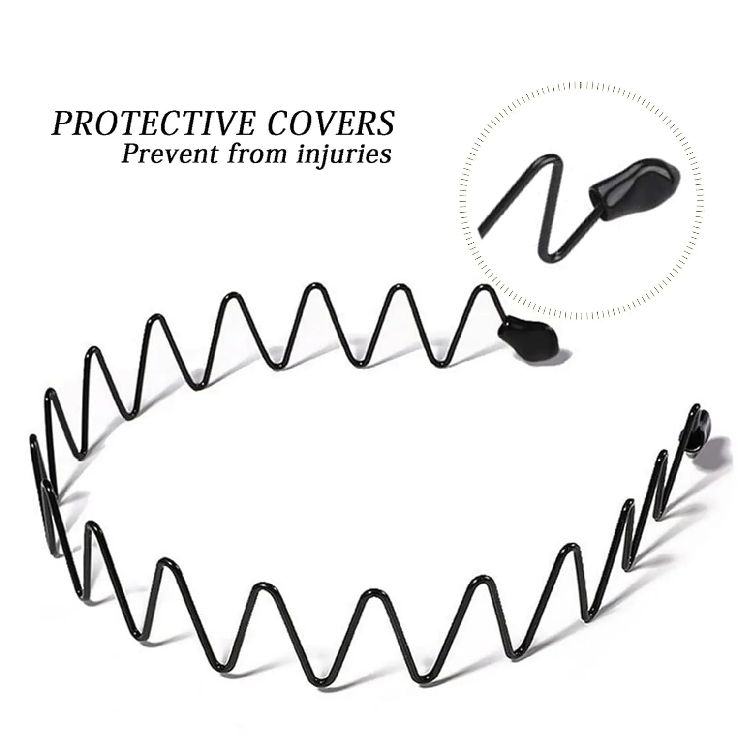 3pcs Hair Bands for Men Metal Fashion Headbands for Women Unisex Black Hair Bands Spring Non-Slip Headbands for Sports and Daily Wear