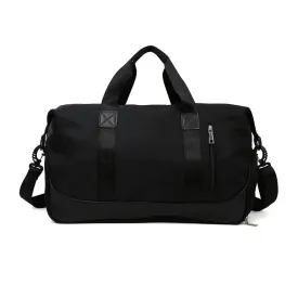 (42x20cm) Water-repellent sports bag Travel bag with shoe / wet compartment - Black