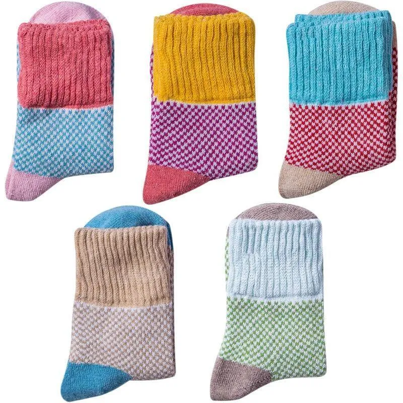 5 Pairs Warm Wool Blend Socks - Cozy and Comfortable