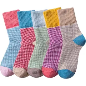 5 Pairs Warm Wool Blend Socks - Cozy and Comfortable