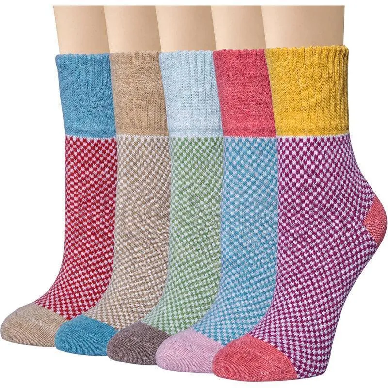 5 Pairs Warm Wool Blend Socks - Cozy and Comfortable