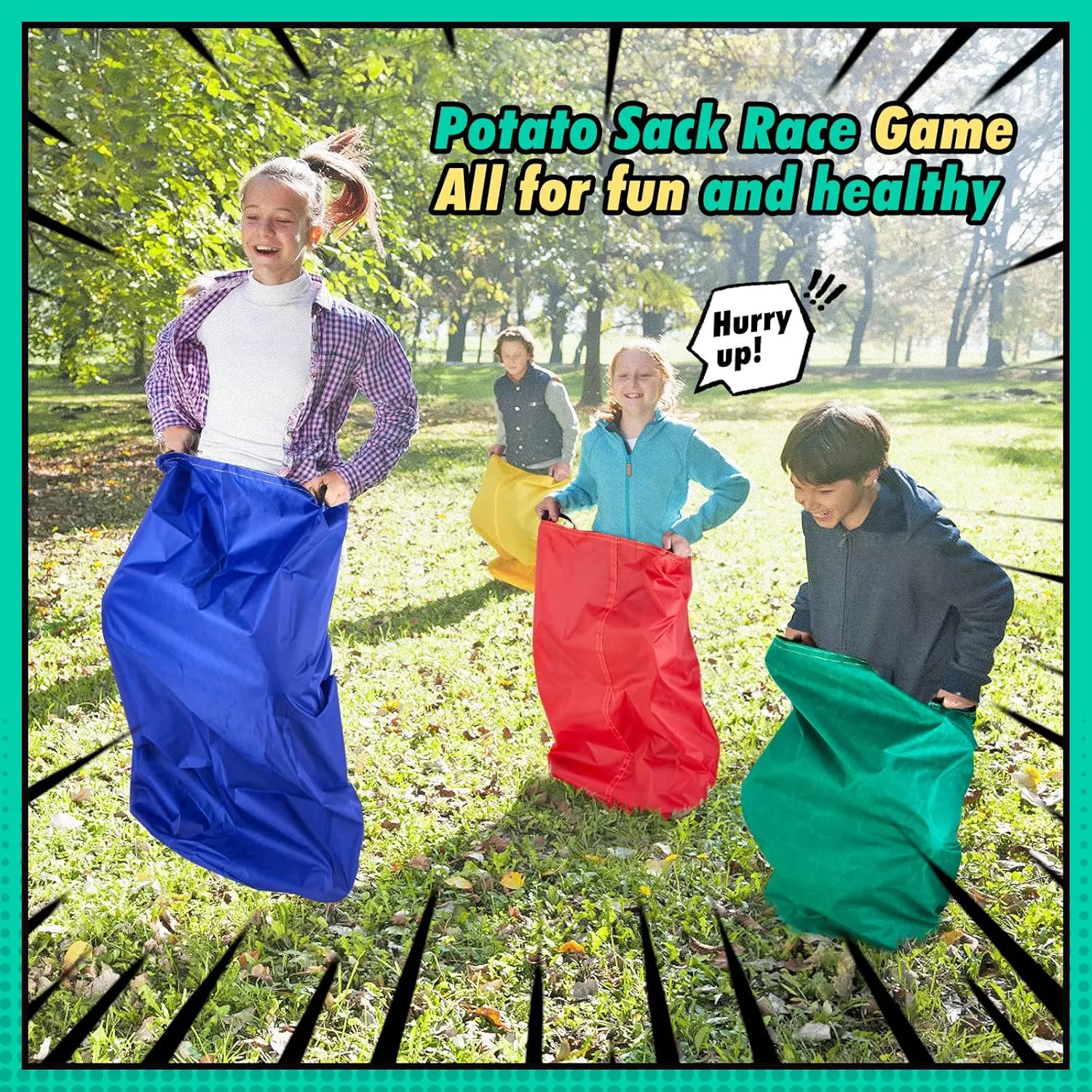 53PCS Outdoor Lawn Carnival Games Bean Bags Ring Toss Set Potato Sack Race Bags Egg and Spoon Race Party for Kid Adult FamilyBirthday Party Family Reunion Outside Field Day Easter Games