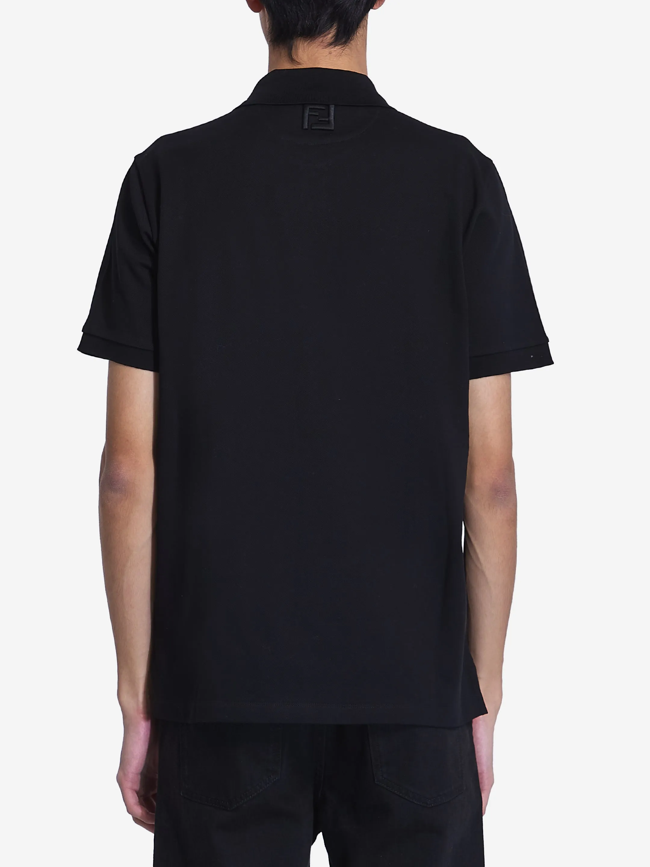 BLACK COTTON POLO SHIRT