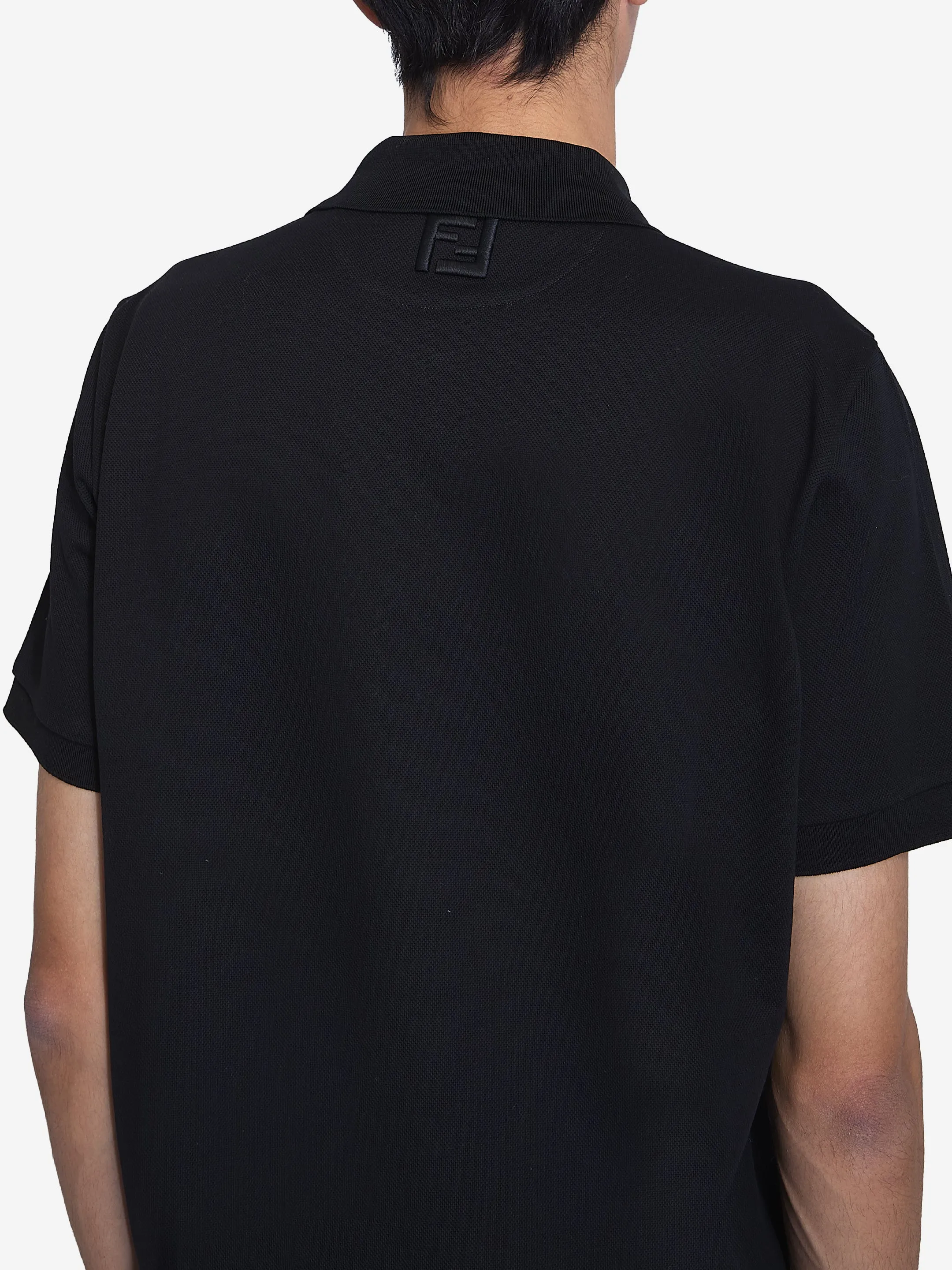 BLACK COTTON POLO SHIRT