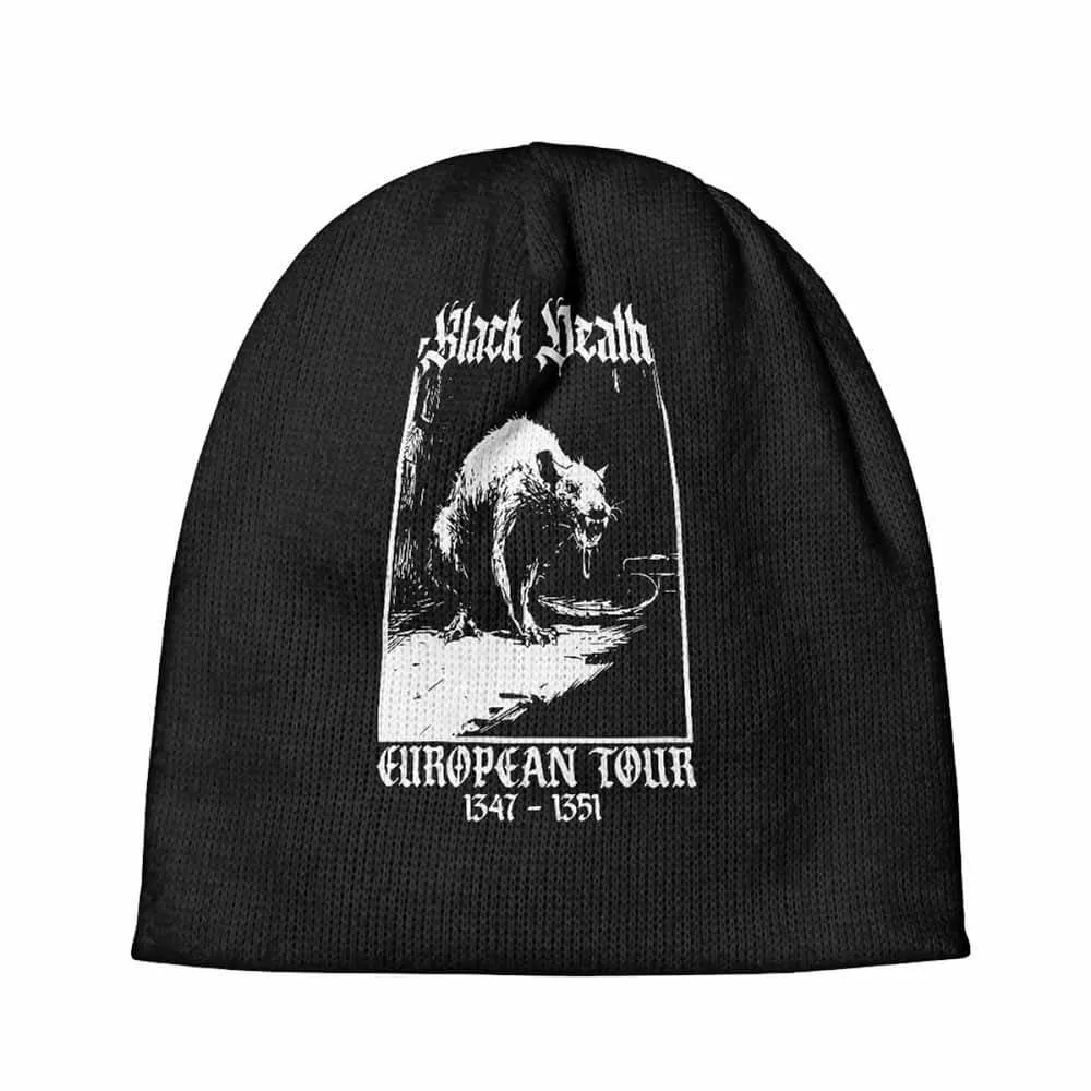 Black Death Rat Pattern Warm Knitted Beanies Hat