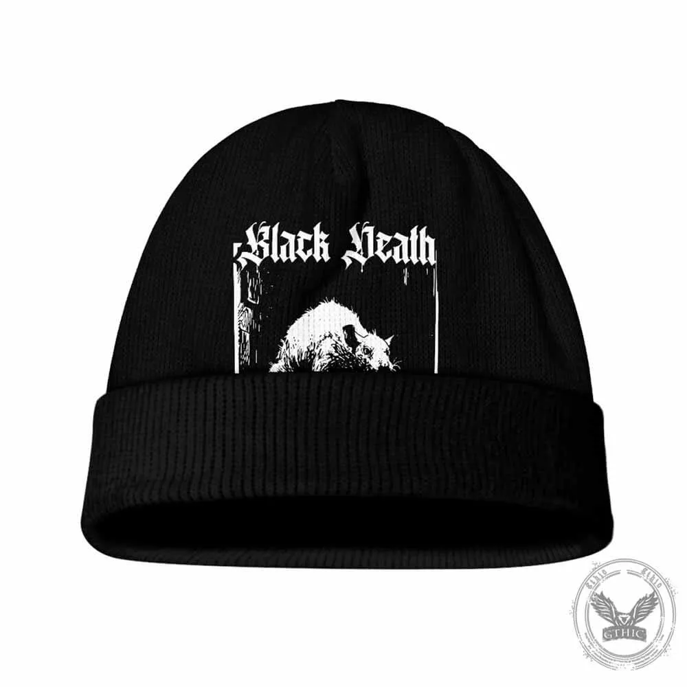 Black Death Rat Pattern Warm Knitted Beanies Hat