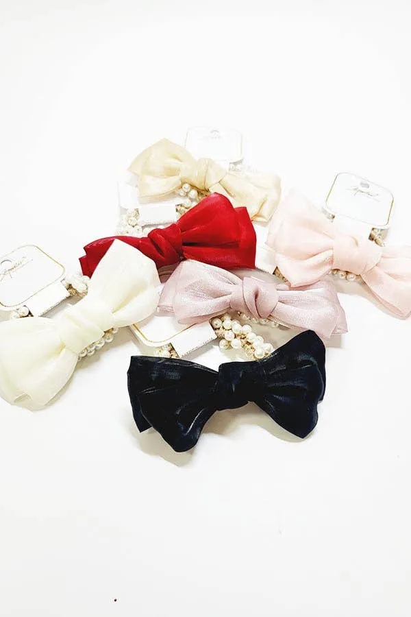 Bow with Pearl Hair Tie