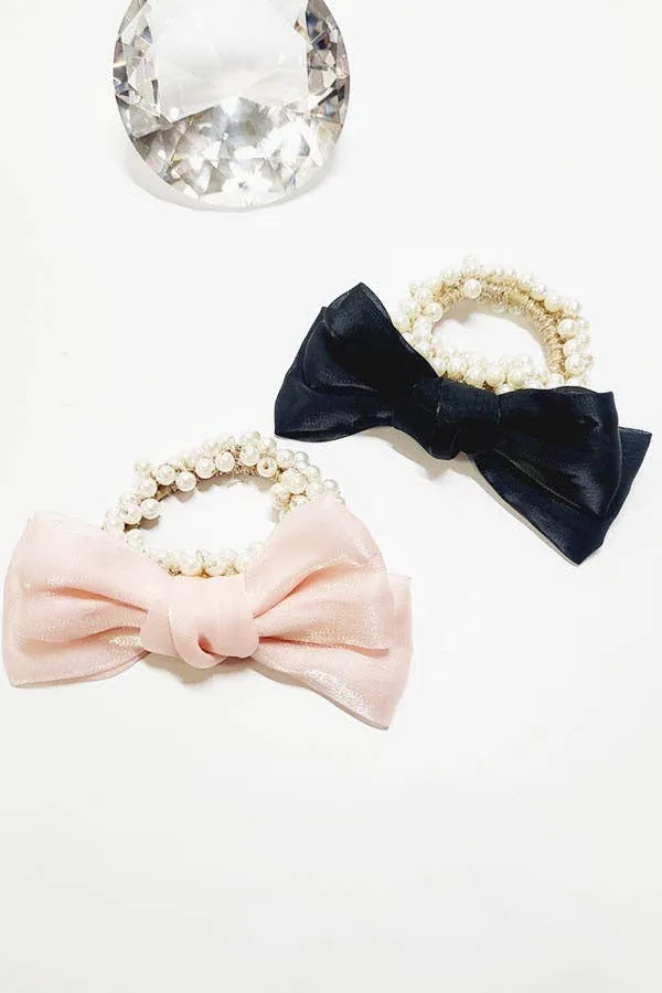 Bow with Pearl Hair Tie
