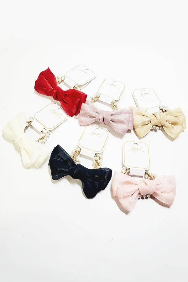 Bow with Pearl Hair Tie