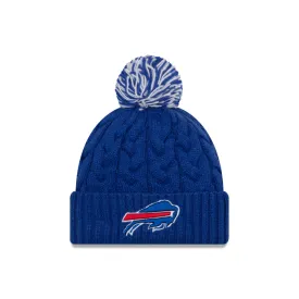 Buffalo Bills NFL New Era Women's Blue Cozy Cable Cuff Pom Knit Hat