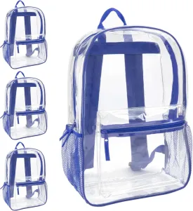 Bulk Clear Backpacks Wholesale for School 24 Pack Clear Backpacks for Boys, Girls, School, Stadium, Travel (Blue Pack)