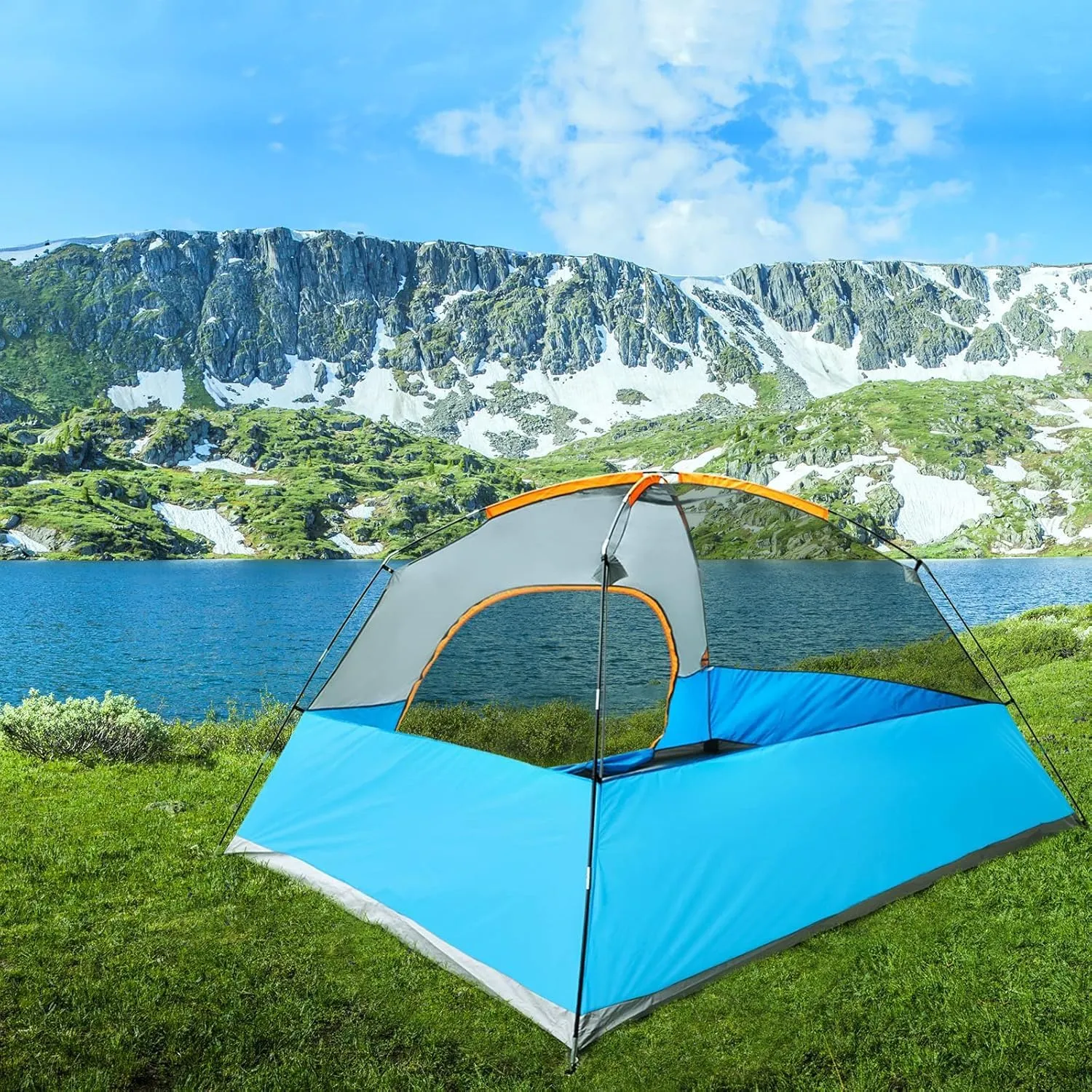 CAMPROS CP Tent 6/8 Person Camping Tents, Waterproof Windproof Family Tent with Top Rainfly, Large Mesh Windows, Double Layer, Easy Set Up, Portable with Carry Bag, for All Seasons