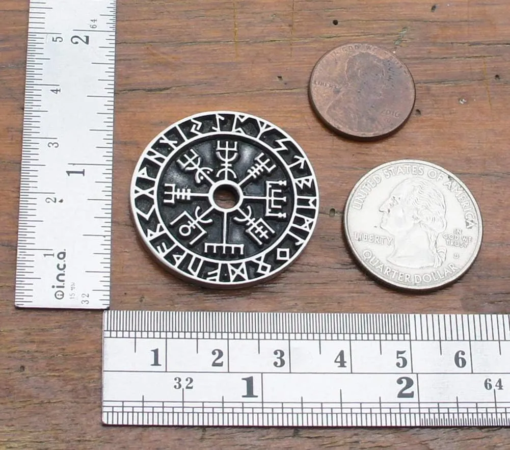 CCBFY Nordic Coin Amulet Vegv??sir Odin Triple Horn Triquetra Valknut All in One Pewter Pendant Necklace