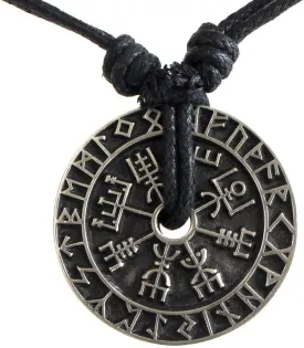CCBFY Nordic Coin Amulet Vegv??sir Odin Triple Horn Triquetra Valknut All in One Pewter Pendant Necklace