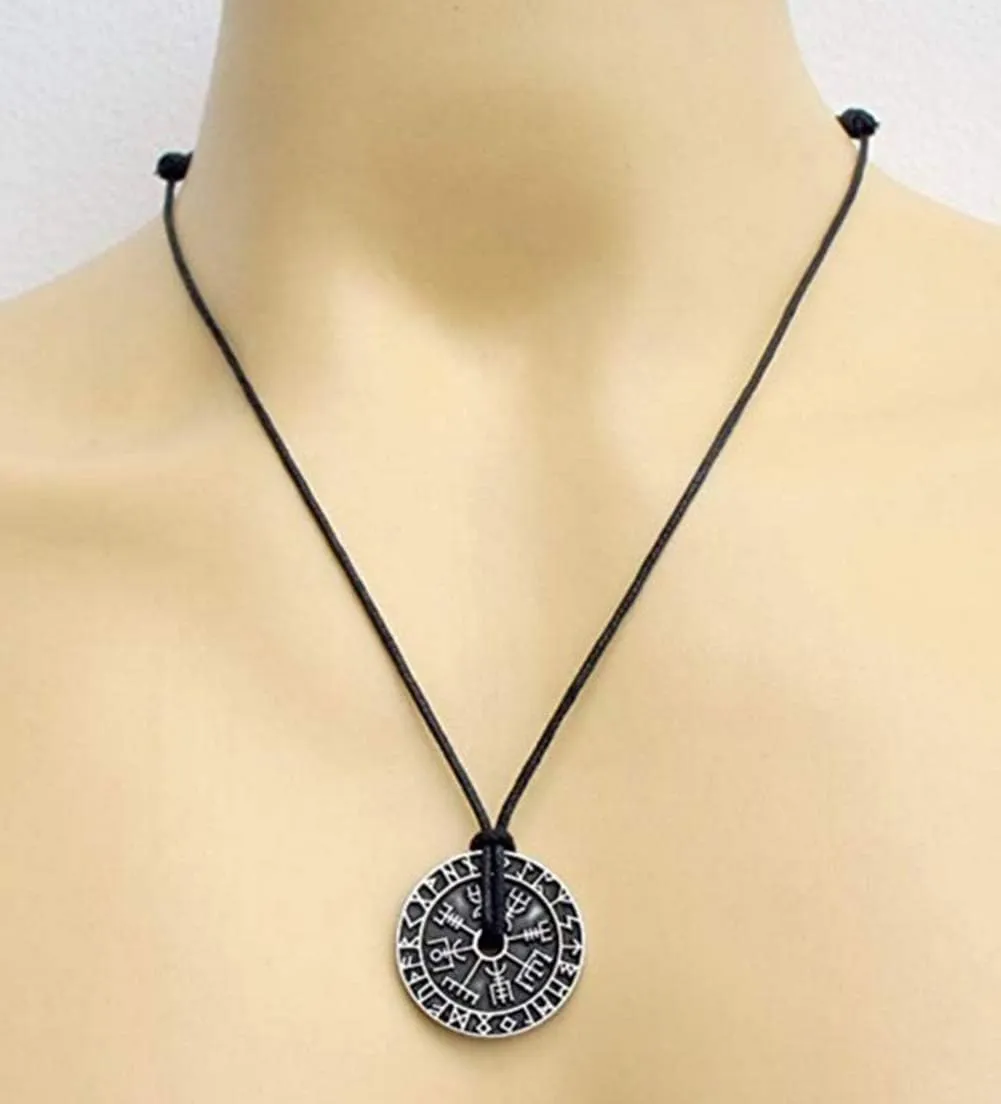 CCBFY Nordic Coin Amulet Vegv??sir Odin Triple Horn Triquetra Valknut All in One Pewter Pendant Necklace