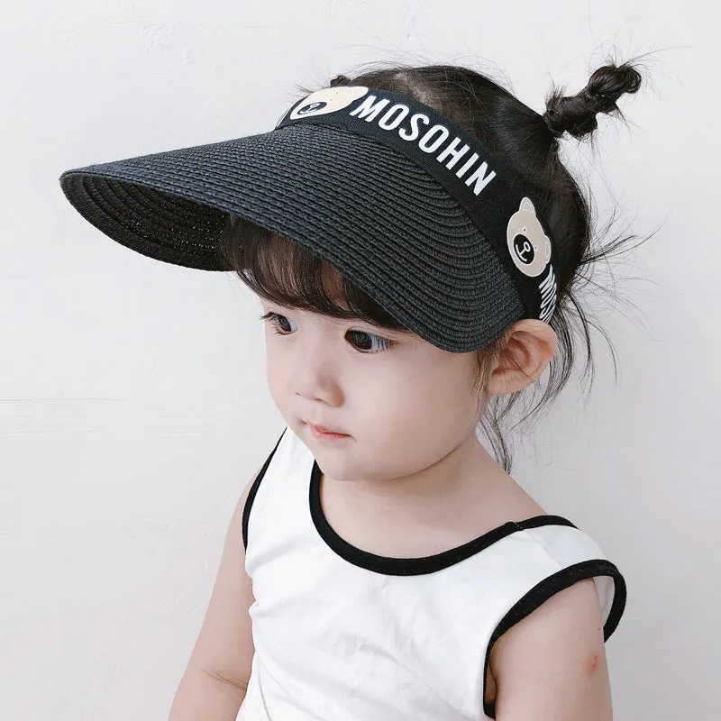 Children's sun protection hat, summer sun hat, girl's parent-child empty top hat, large brim, boy's straw hat, baby uv hat