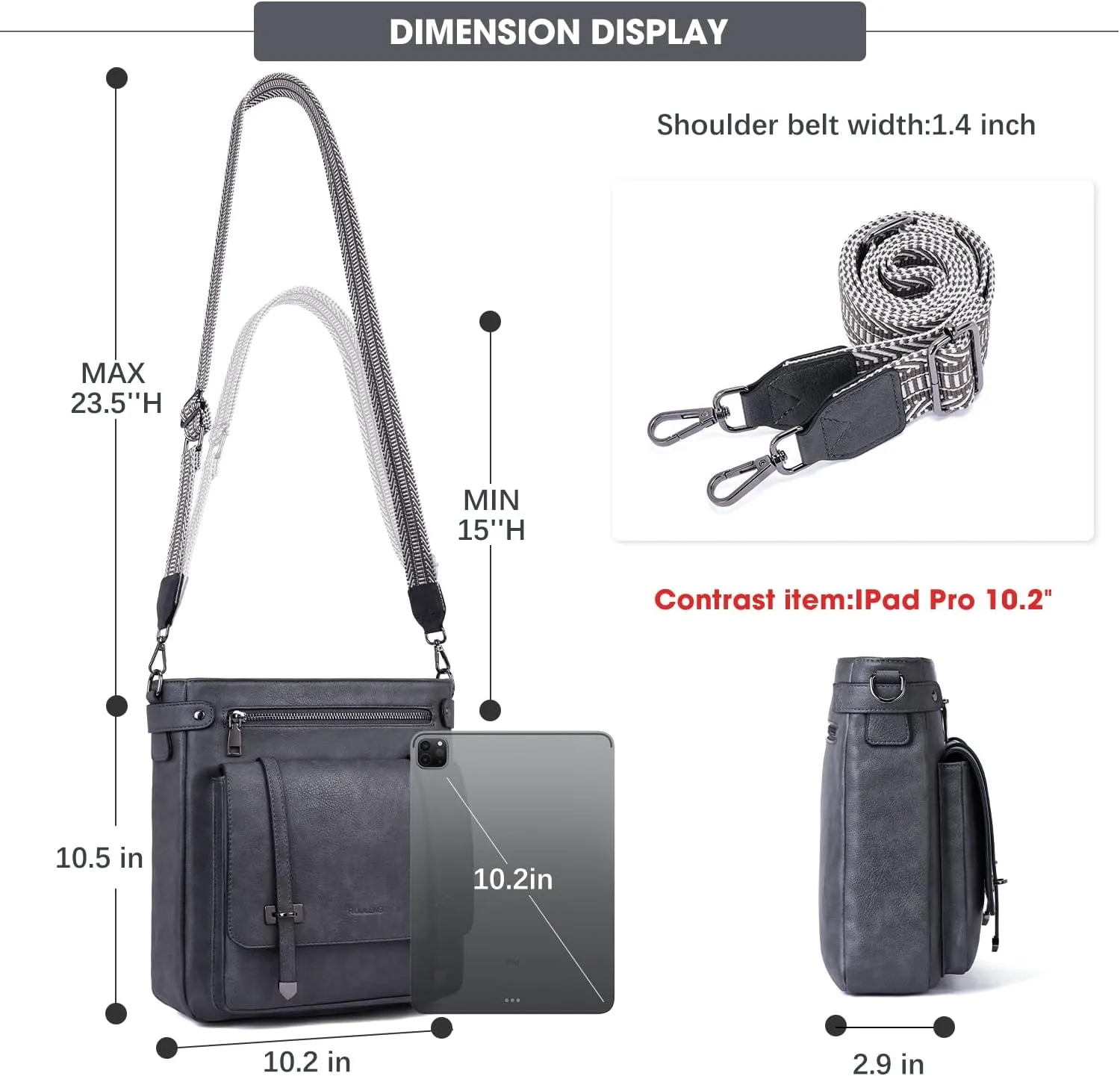 Crossbody Bags for Women,Multi Pocket Crossbody Purses Vegan Leather Shoulder Handbags Travel Purse Adjustable Strap