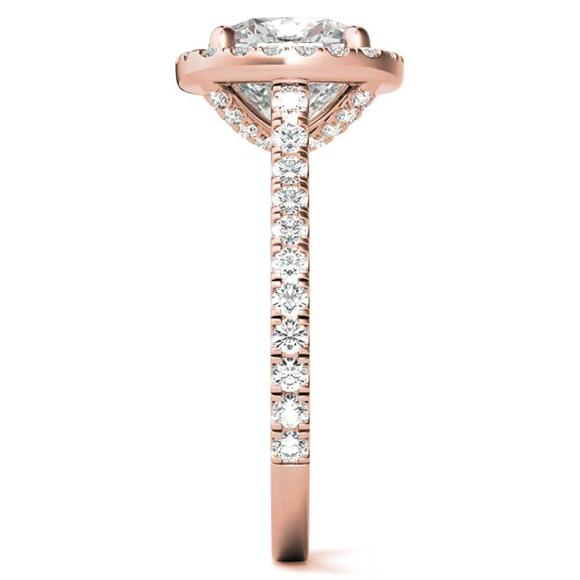 Cushion Cut Rose Gold Adjustable Sterling Silver Graceful Halo Solitaire Ring For Women