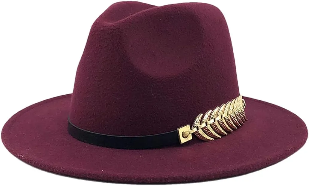 Dcvmvmn Men Women Wide Brim Wool Jazz Fedora Hats Solid Color Panama Hat Party Formal Trilby Hat