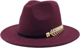 Dcvmvmn Men Women Wide Brim Wool Jazz Fedora Hats Solid Color Panama Hat Party Formal Trilby Hat