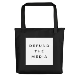 Defund The Media Square Black Tote bag