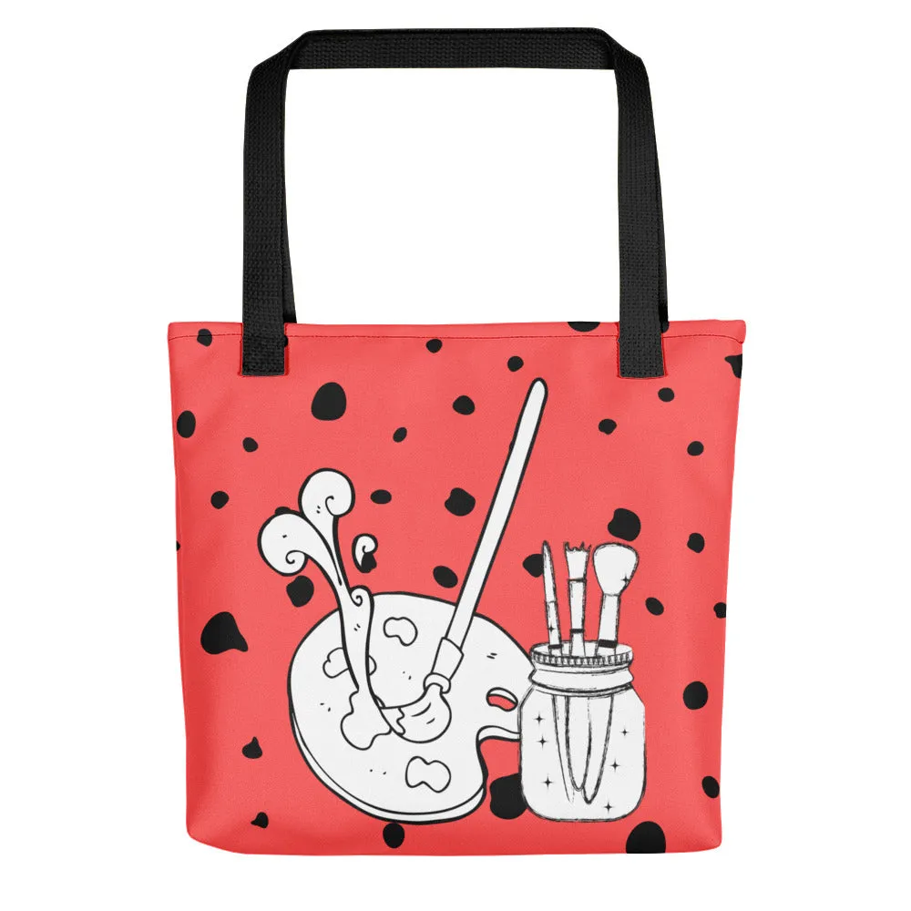 Doodled Art Supplies Pink Tote bag