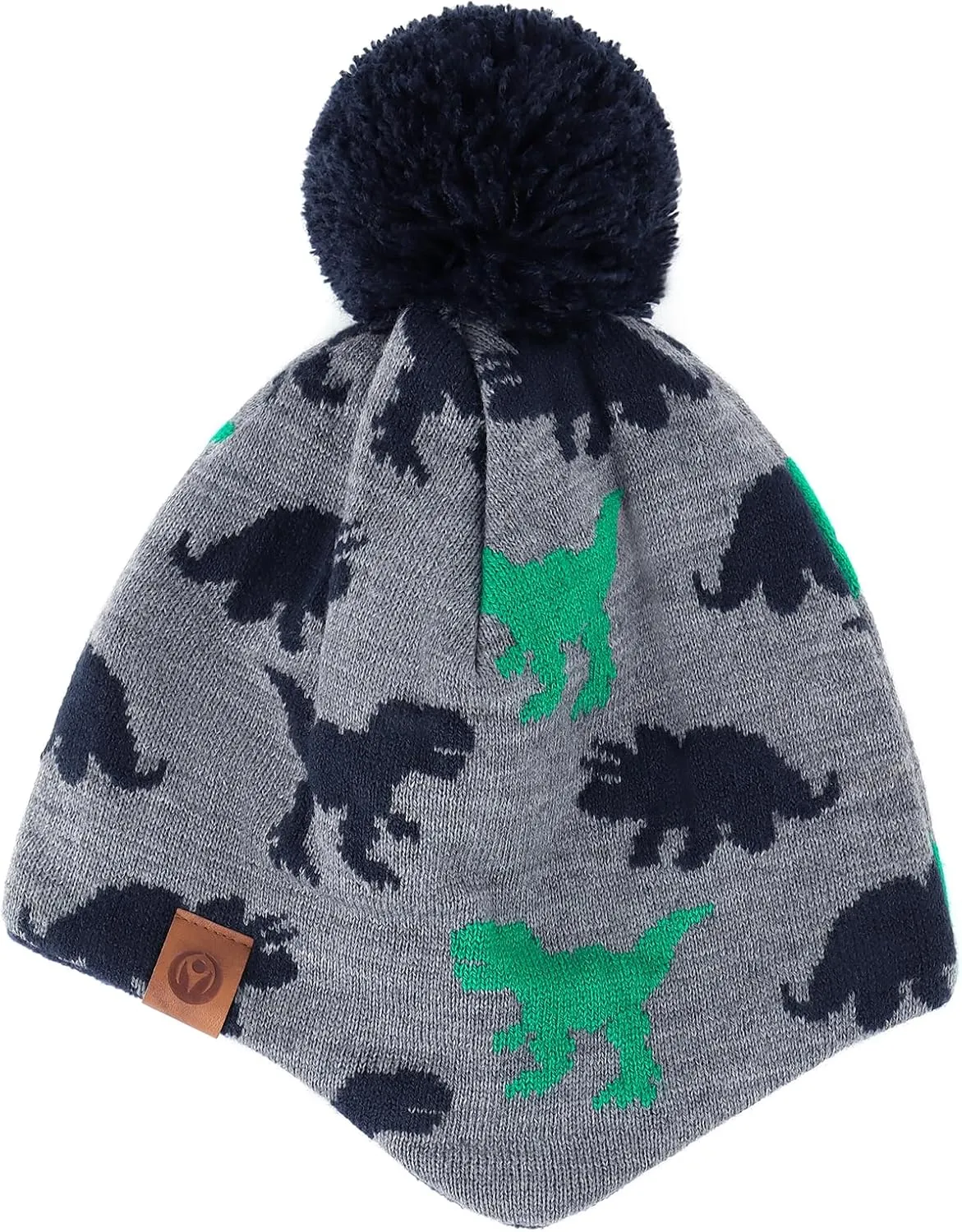 Duoyeree Kids Beanie Hat for Boys Girls Pom-pom Kint Hats Cozy Lining Winter Skull Cap
