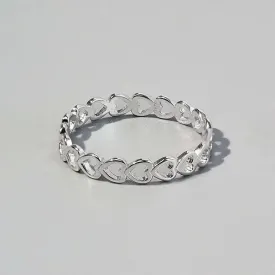 Elegant 925 Sterling Silver Heart Link Ring in Luxury Fashion for Women
