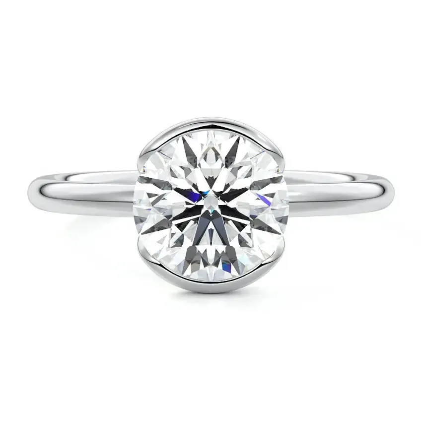 Elegant Fashion Solitaire Round Cut Engagement Ring with Unique Setting