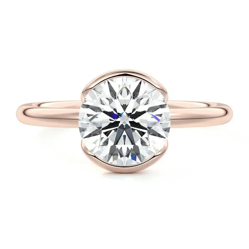 Elegant Fashion Solitaire Round Cut Engagement Ring with Unique Setting