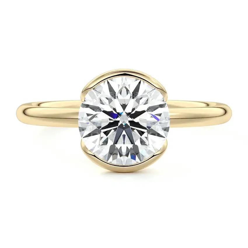 Elegant Fashion Solitaire Round Cut Engagement Ring with Unique Setting