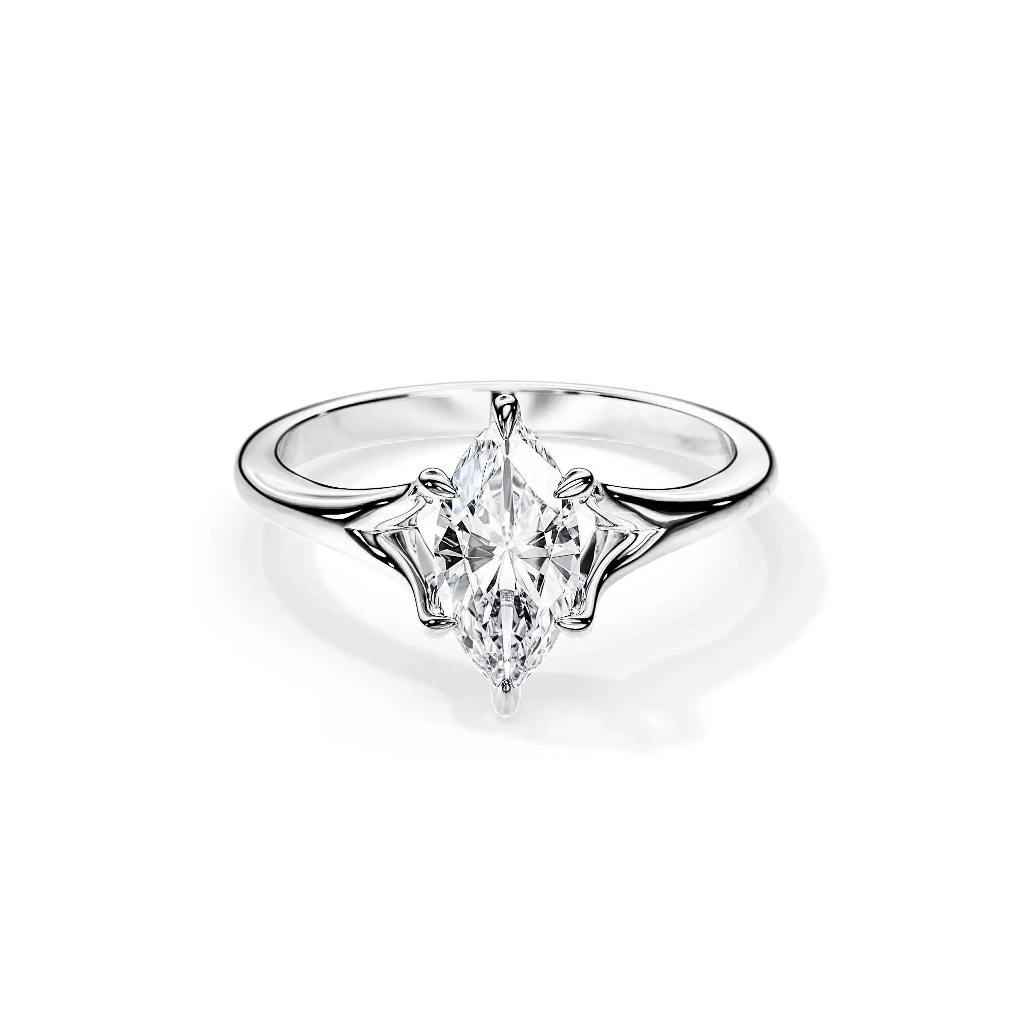Elegant Marquise-Cut Solitaire Moissanite Engagement Ring