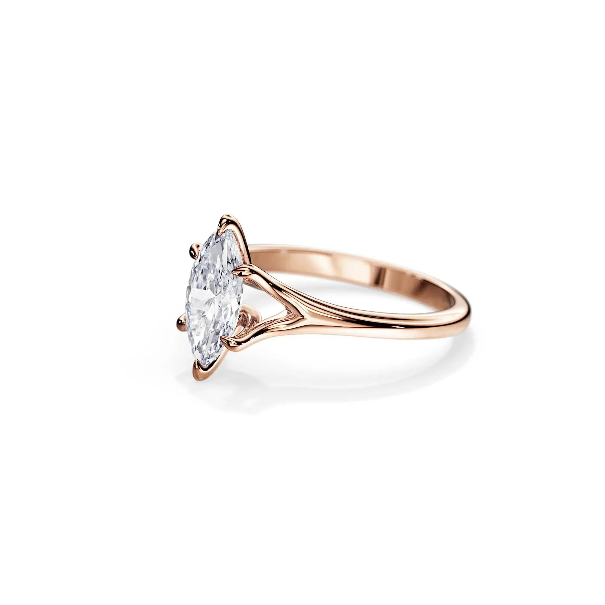 Elegant Marquise-Cut Solitaire Moissanite Engagement Ring