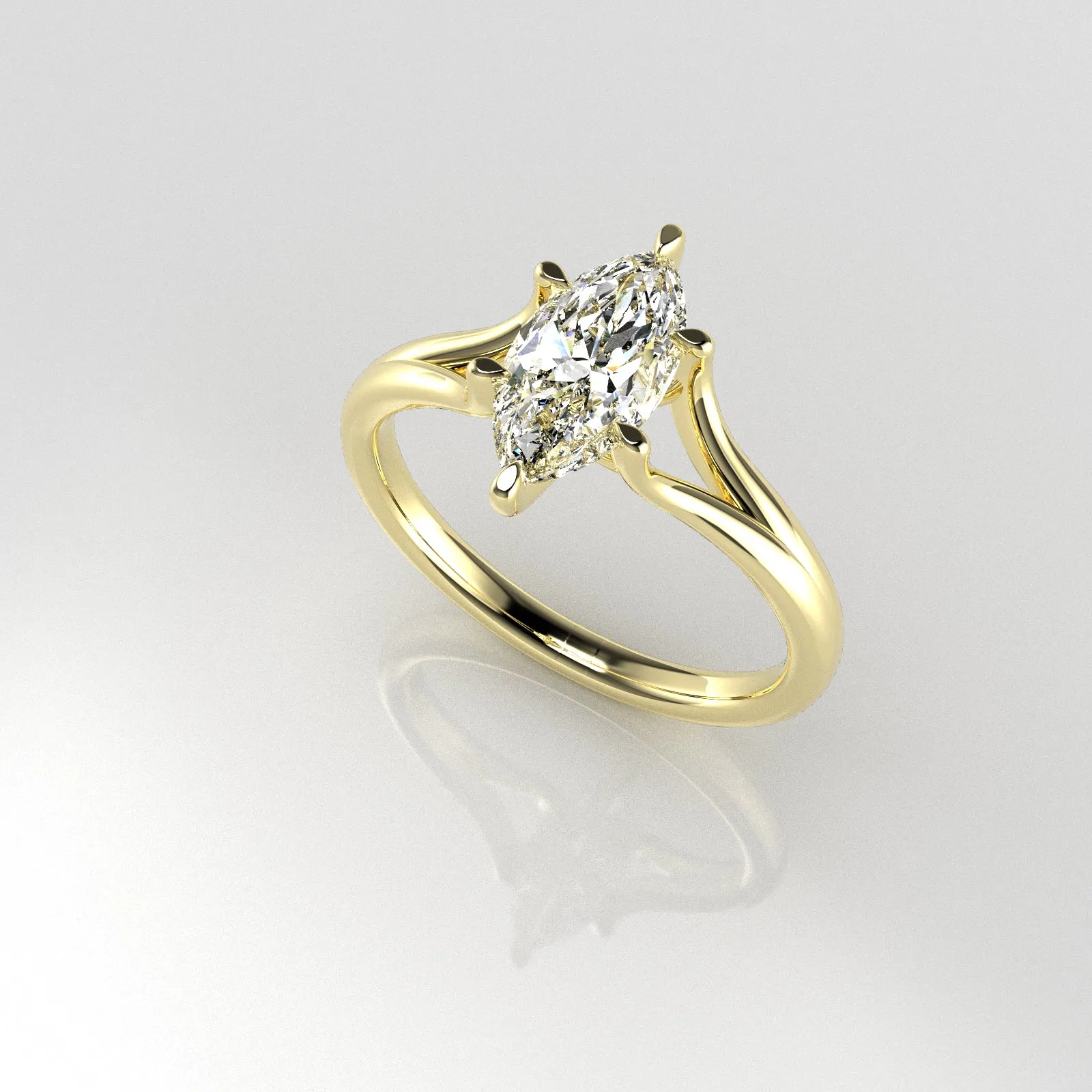 Elegant Marquise-Cut Solitaire Moissanite Engagement Ring