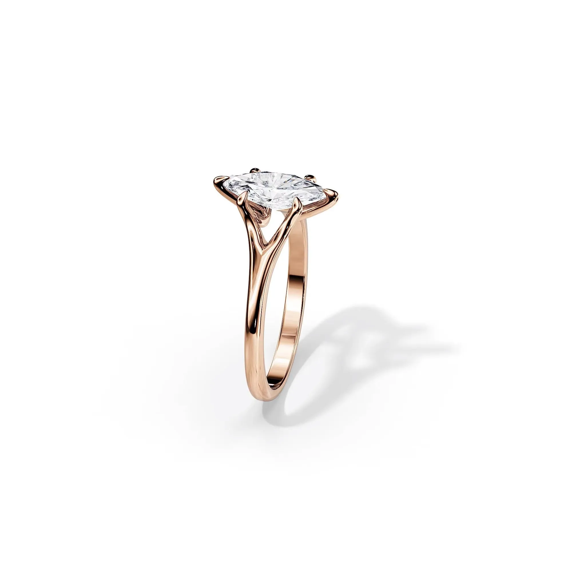 Elegant Marquise-Cut Solitaire Moissanite Engagement Ring