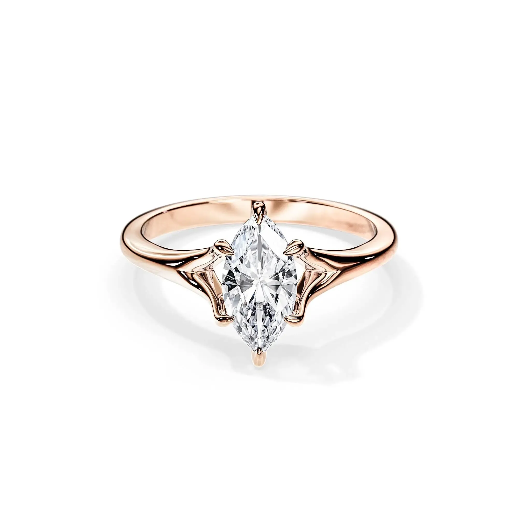 Elegant Marquise-Cut Solitaire Moissanite Engagement Ring