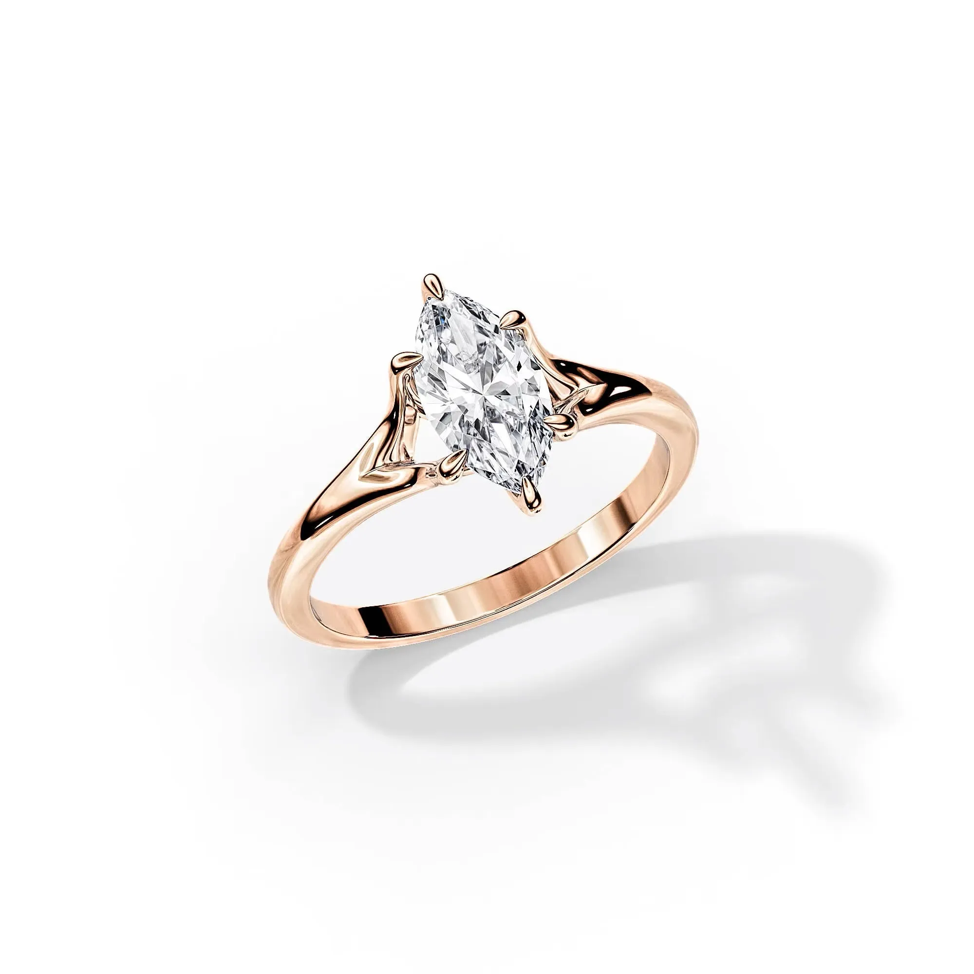 Elegant Marquise-Cut Solitaire Moissanite Engagement Ring