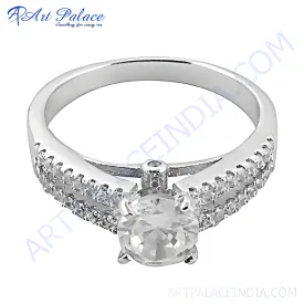 Elegant Traditional Cubic Zirconia Silver Ring - Timeless Jewelry