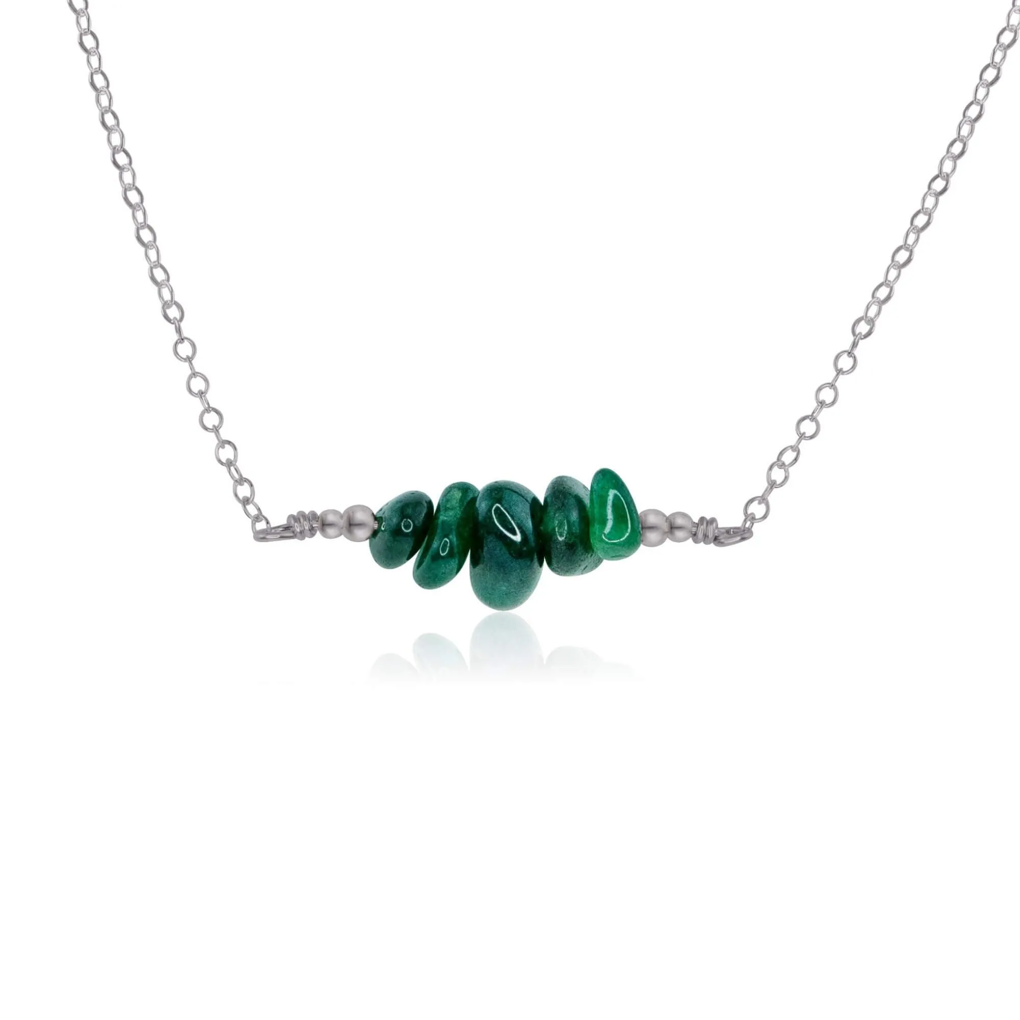 Emerald Chip Bead Bar Necklace