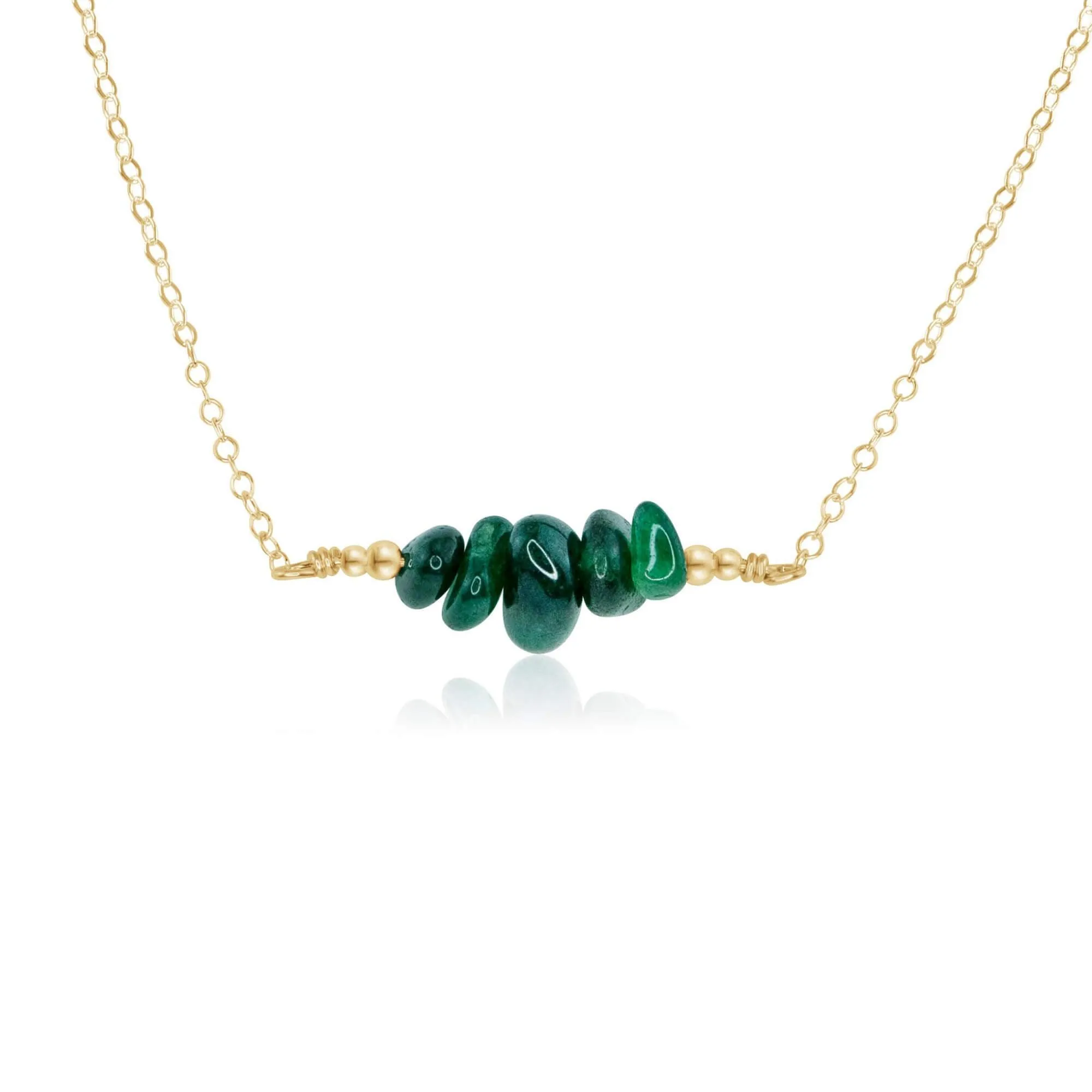 Emerald Chip Bead Bar Necklace