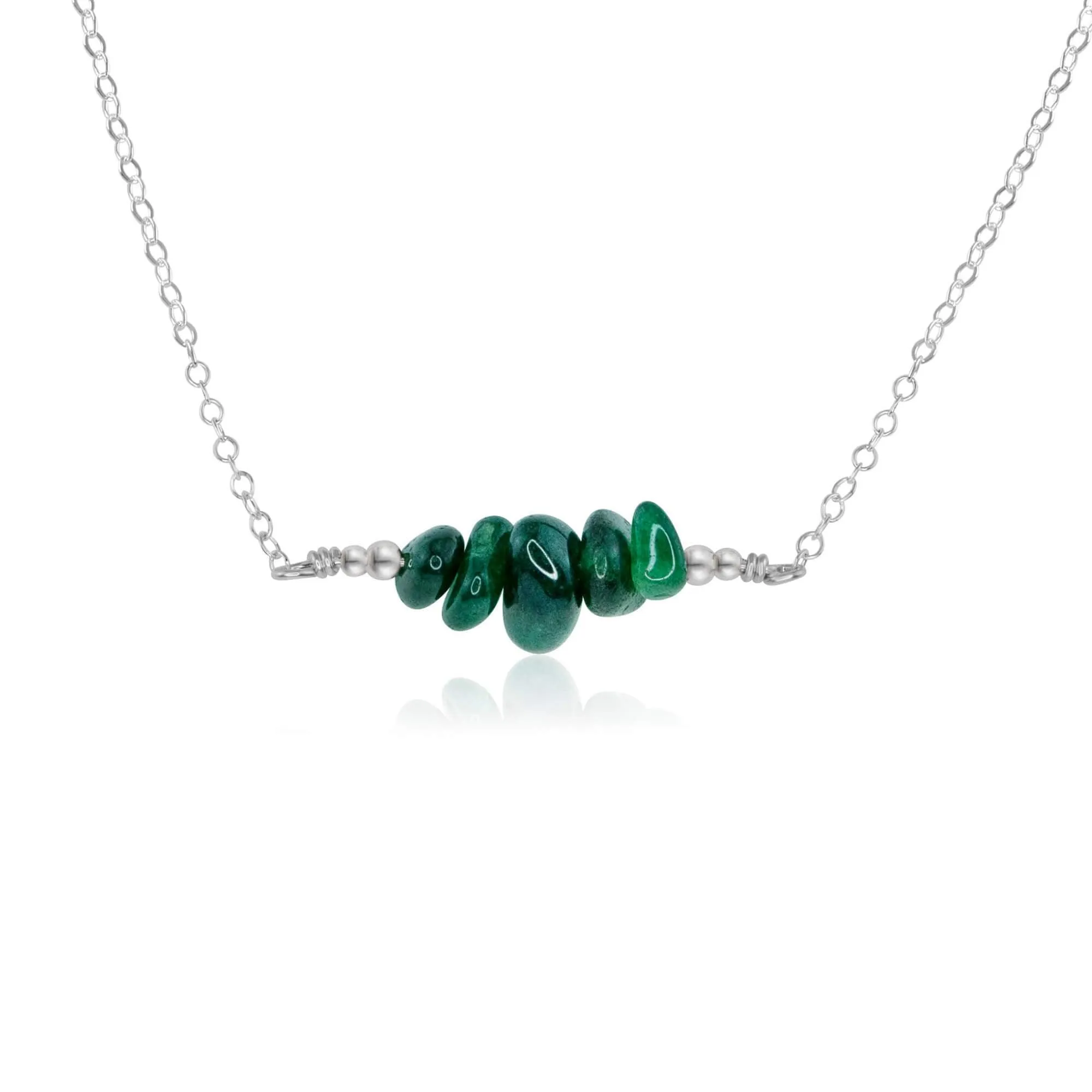 Emerald Chip Bead Bar Necklace