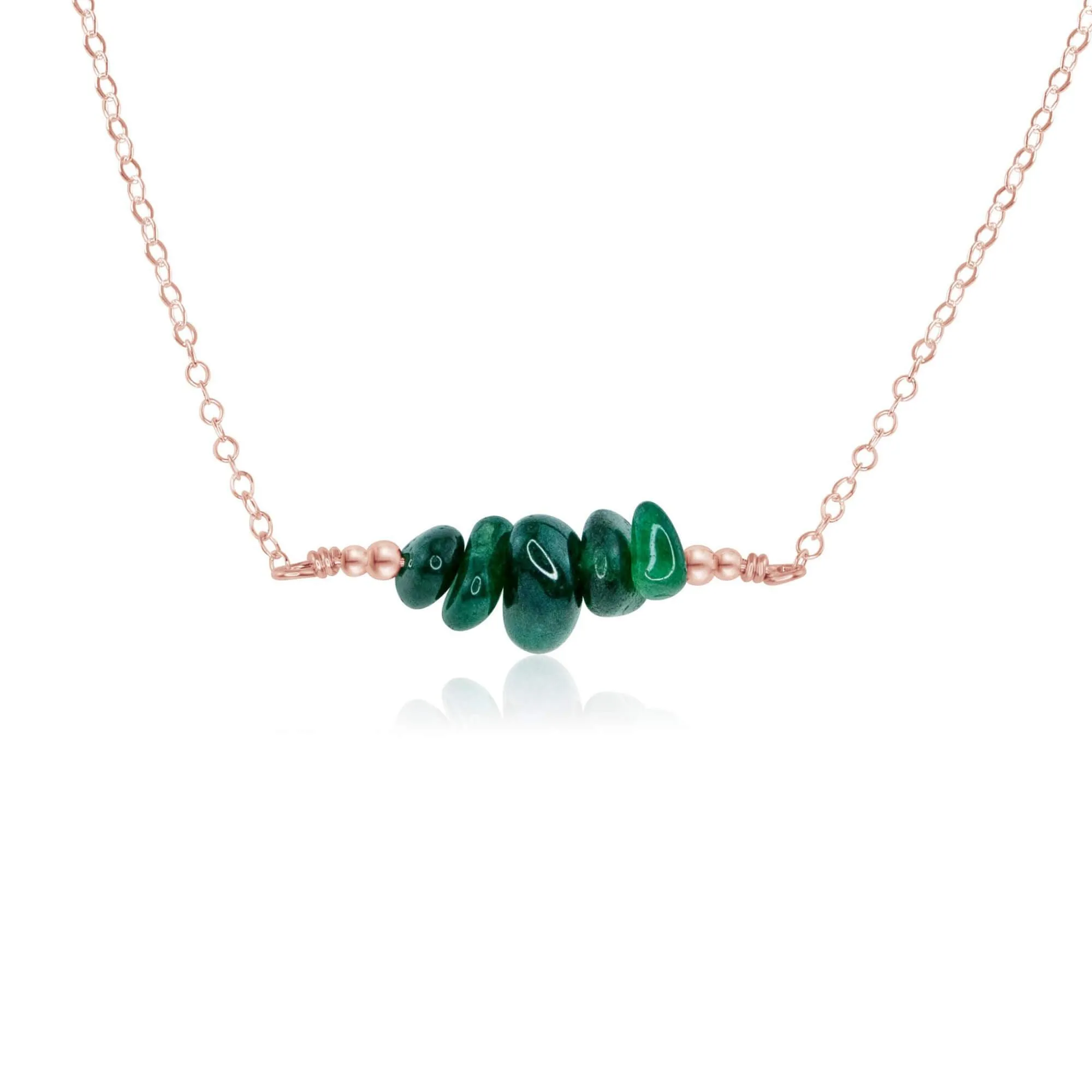 Emerald Chip Bead Bar Necklace