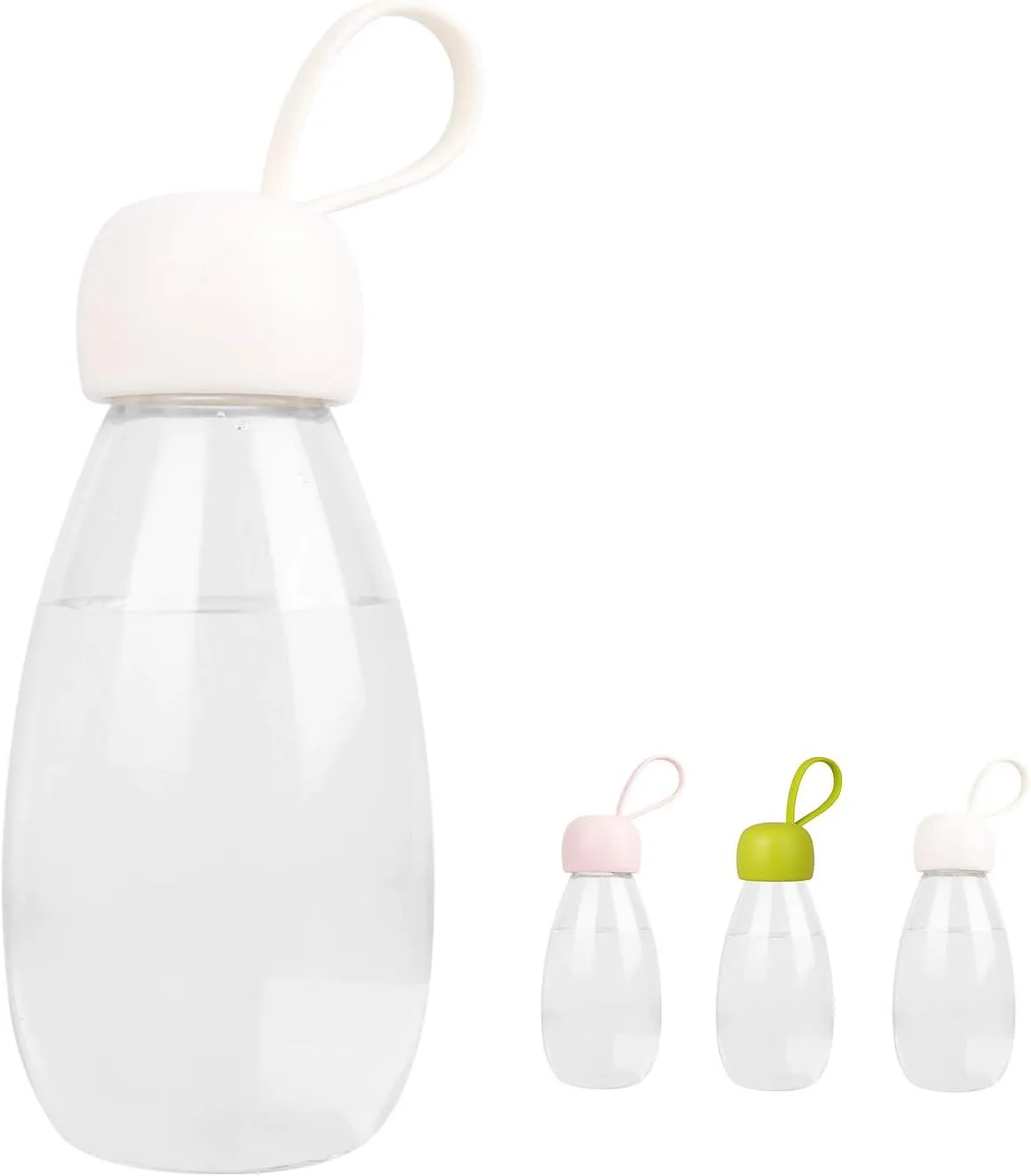 emoi BPA Free Water Bottle, 12oz/360ml Cute Water Bottle with Carrying Strap, Ideal for Kids Boys Girls Students Women Healthy Hydration-White