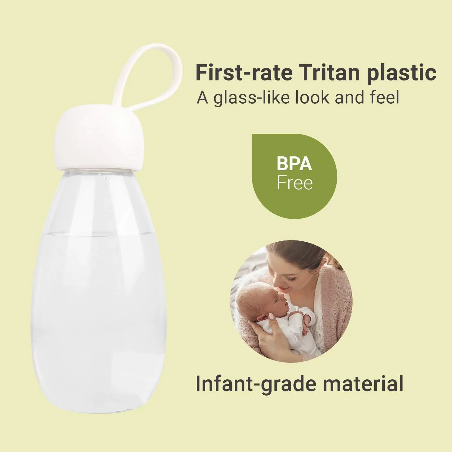 emoi BPA Free Water Bottle, 12oz/360ml Cute Water Bottle with Carrying Strap, Ideal for Kids Boys Girls Students Women Healthy Hydration-White