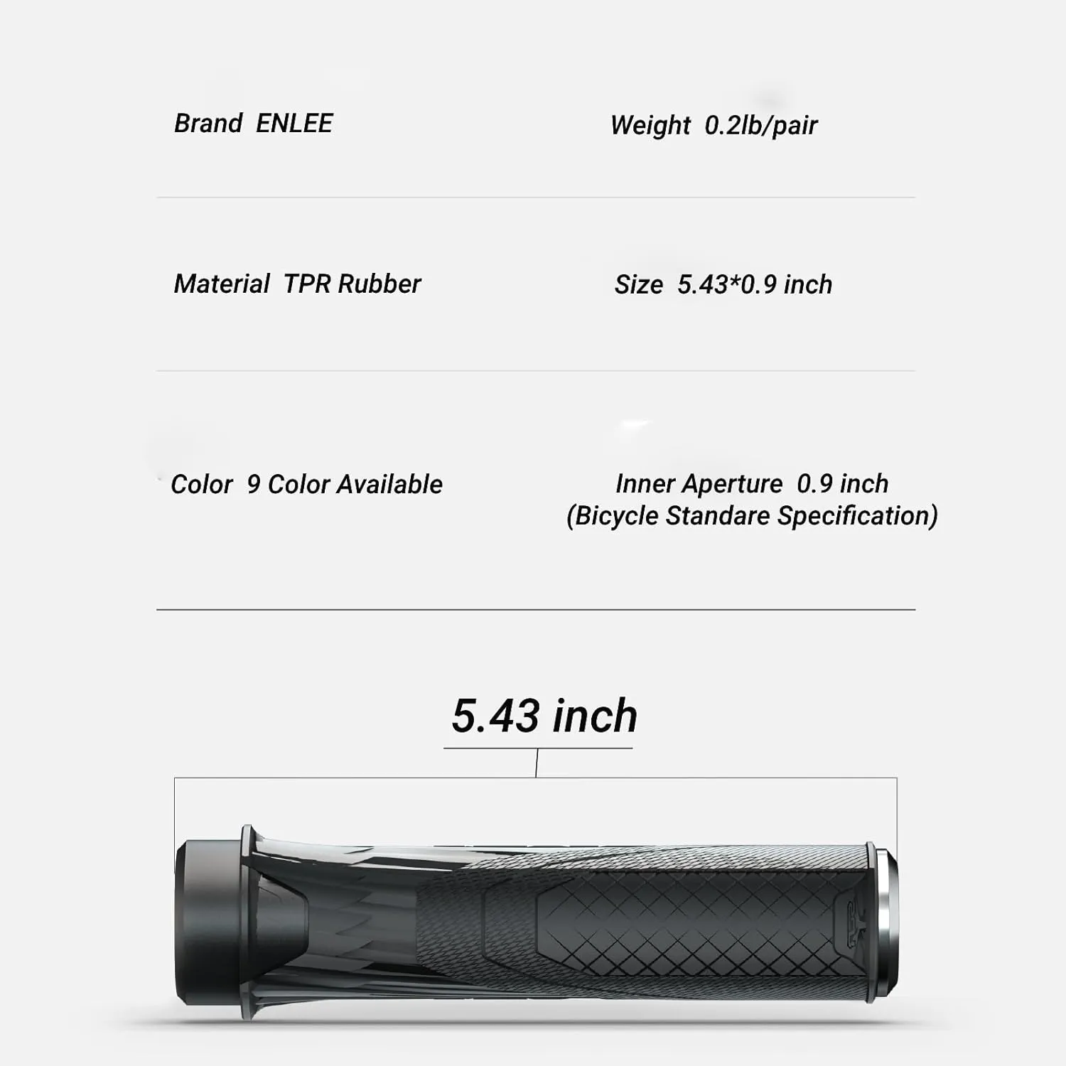 ENLEE 5.3 inches Rubber Bike Handlebar Grips, Fit 7/8 inches Single Lock Design for BMX, Mountain, MTB, Beach Cruiser, Soft Non-Slip Grip for Enhanced Cycling